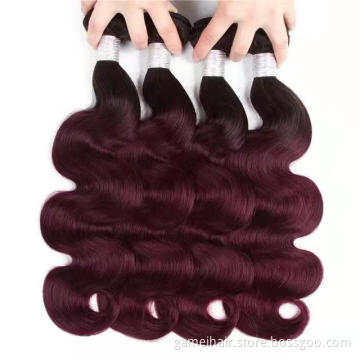 Wholesale Cuticle Aligned Hair Body Wave #99J Wine Colored Weave Hair Bundles